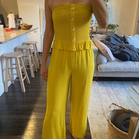 LOFT Pants - LOFT Beach Smocked Strapless Jumpsuit